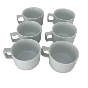 CB2 Coffee Cups Mugs White Minimalist Design set of 6